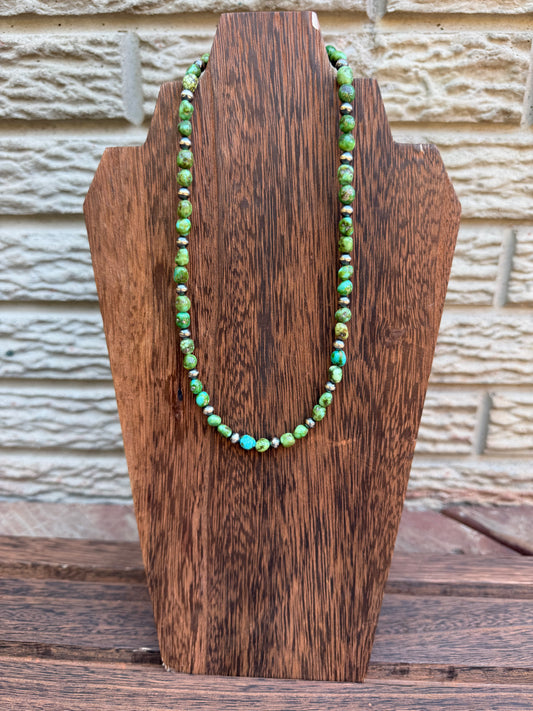 Sonoran Gold Turquoise Sterling Silver Pearl Necklace