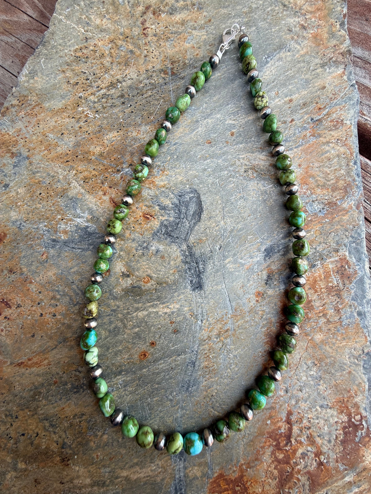 Sonoran Gold Turquoise Sterling Silver Pearl Necklace