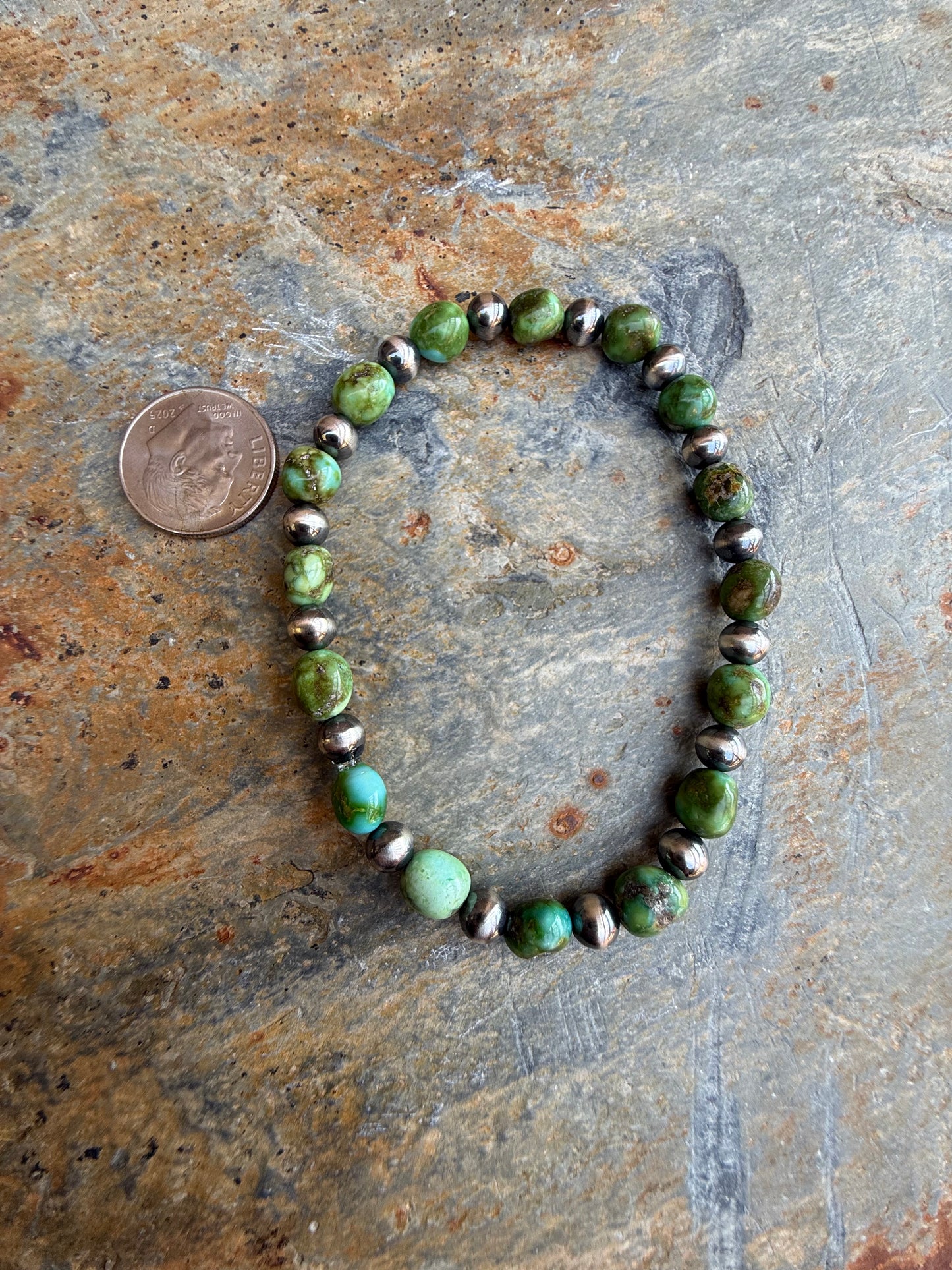 Sonoran Gold Turquoise Nugget Bead Sterling Silver Pearl Bracelet