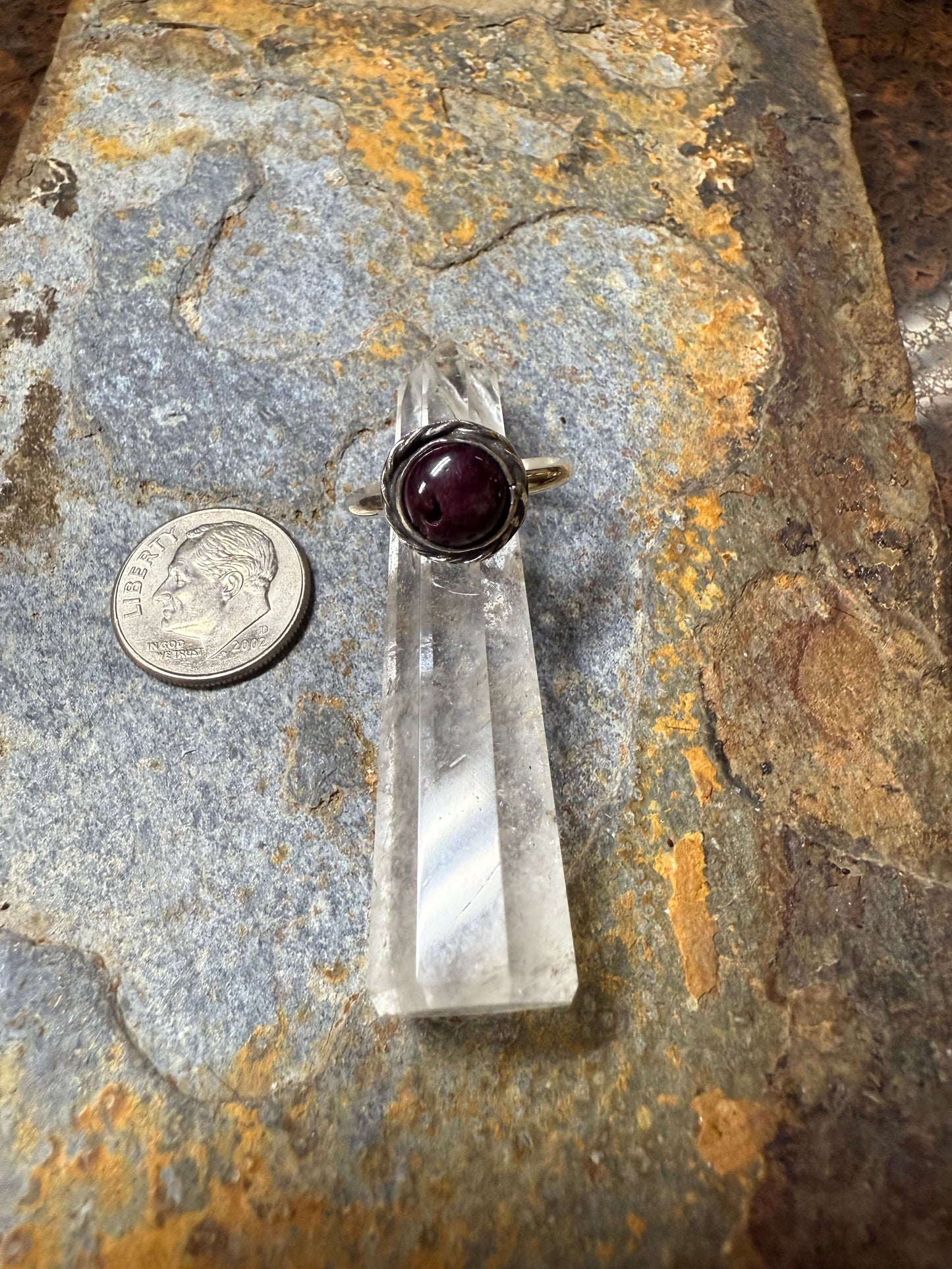 Purple Spiny Oyster Sterling Silver Ring Elegant Artisan Ring