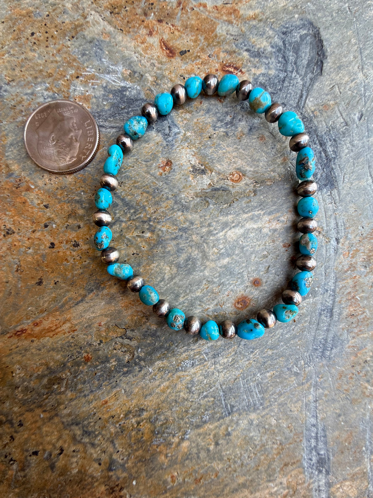 Blue Bird Turquoise Sterling Silver Pearl Bracelet