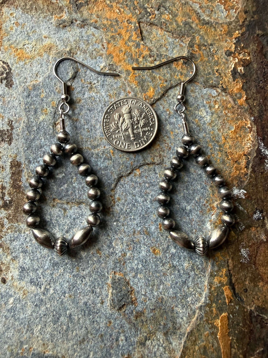 Sterling Silver Pearl Pointed Teardrop Earrings