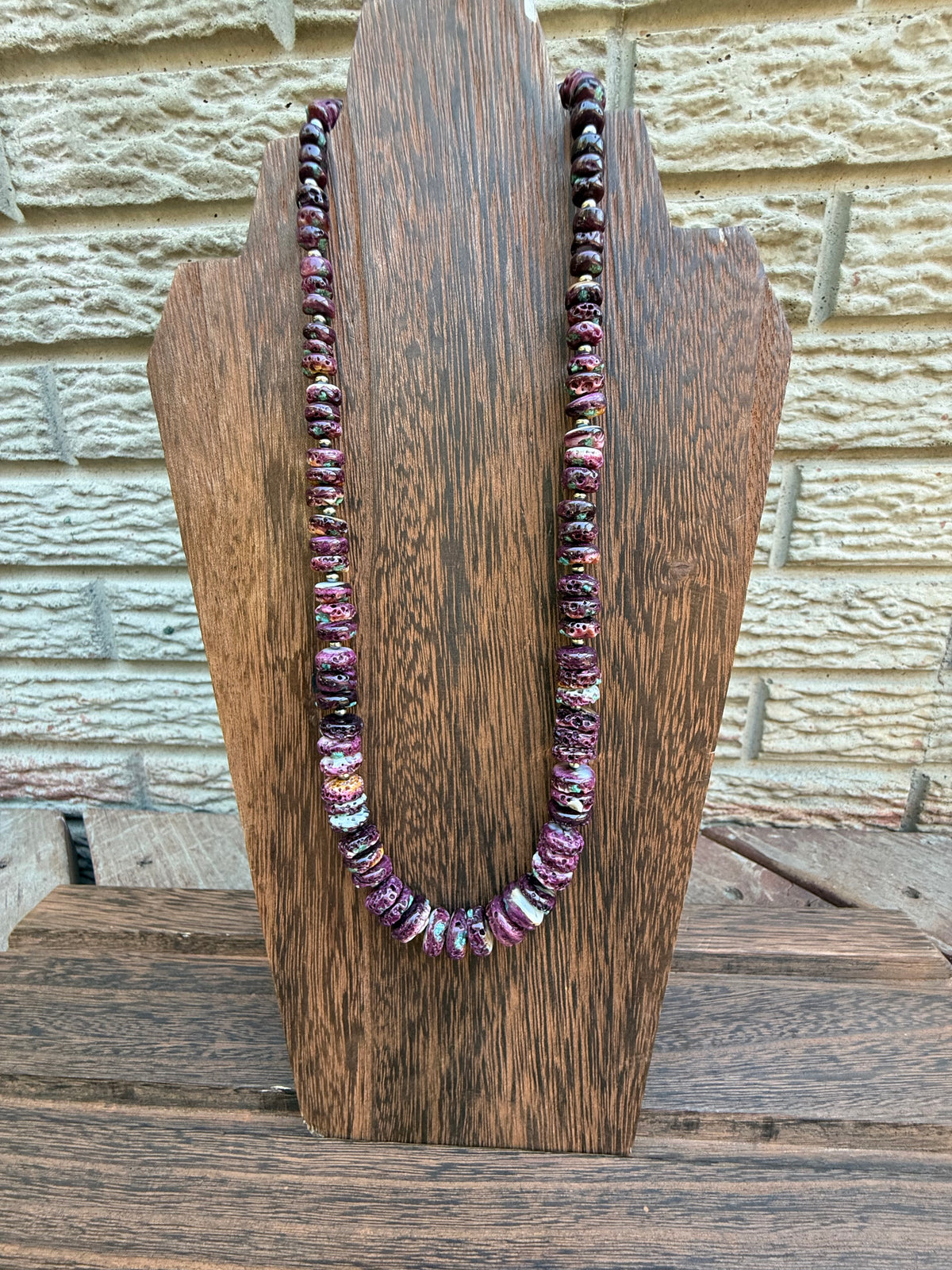Purple Spiny Oyster Turquoise Sterling Silver Pearls Necklace