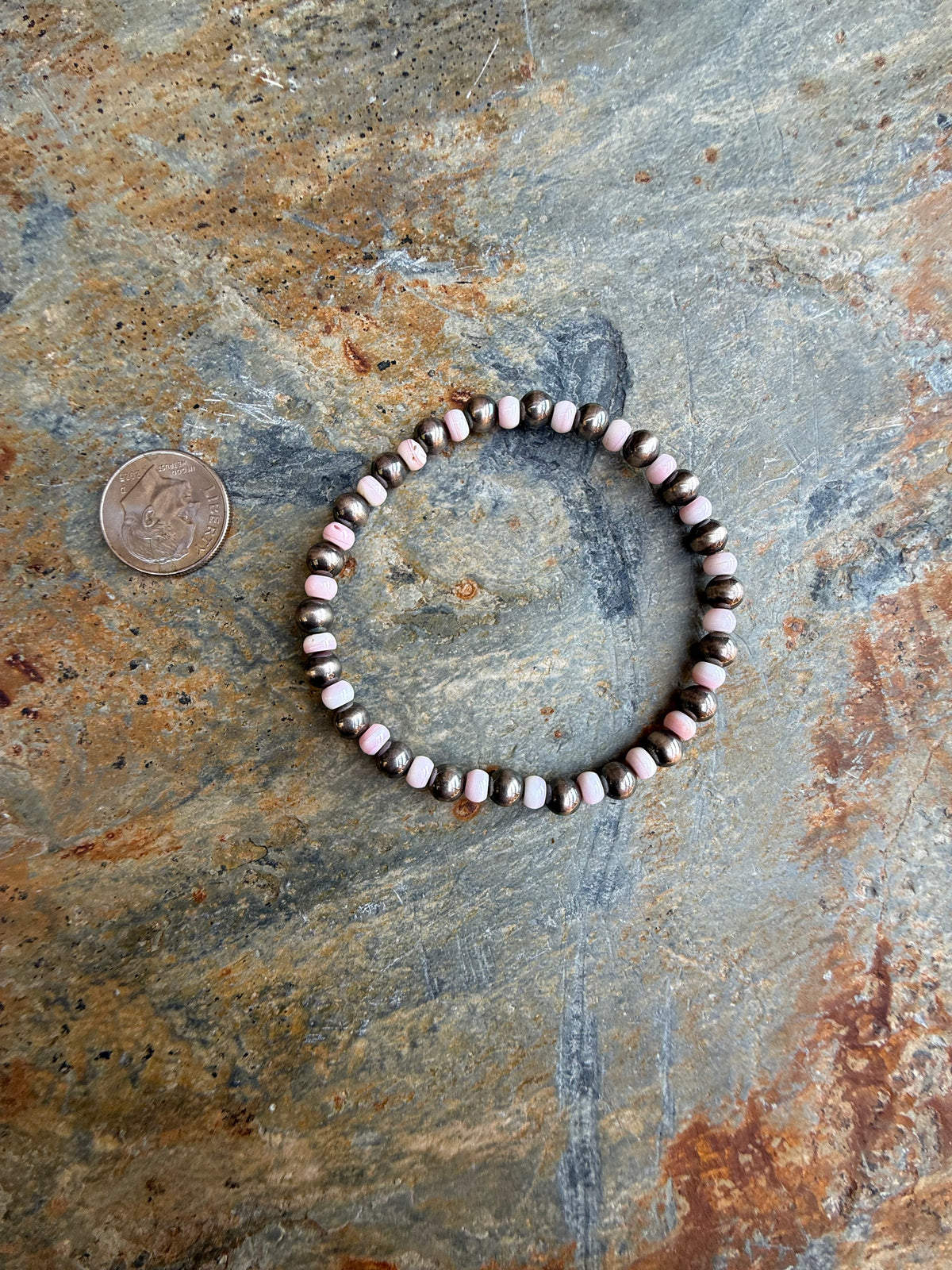 Pink Conch Shell Sterling Silver Pearl Bracelet