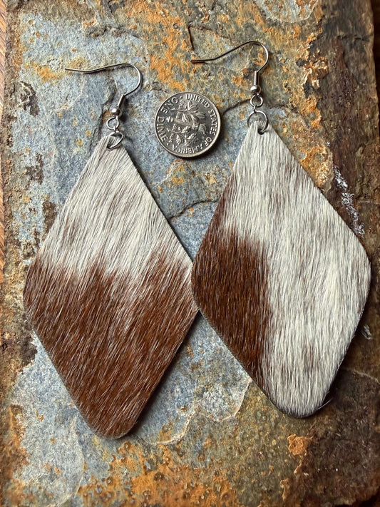 Cowhide Large Diamond Earrings