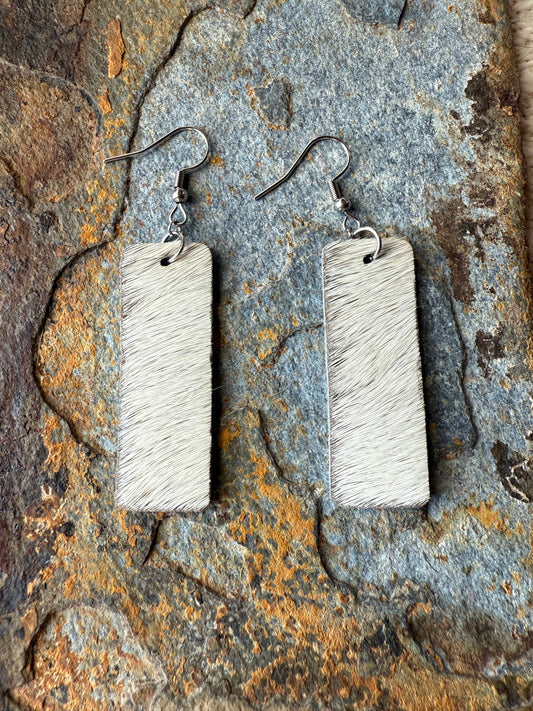 Cowhide Small Bar Earrings