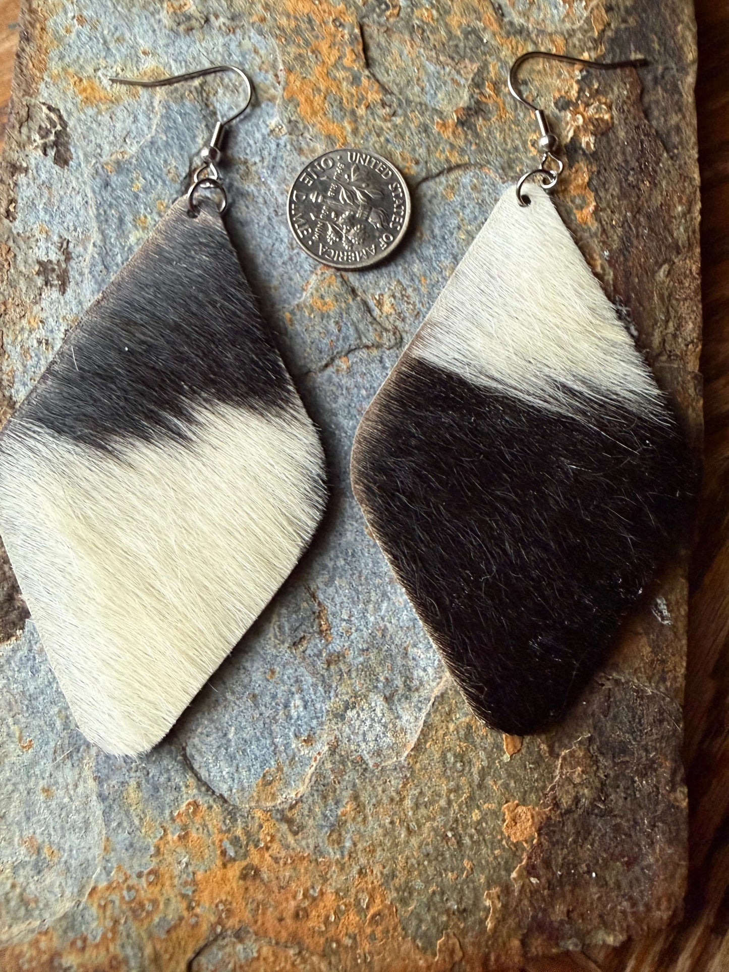 Cowhide Large Diamond Earrings