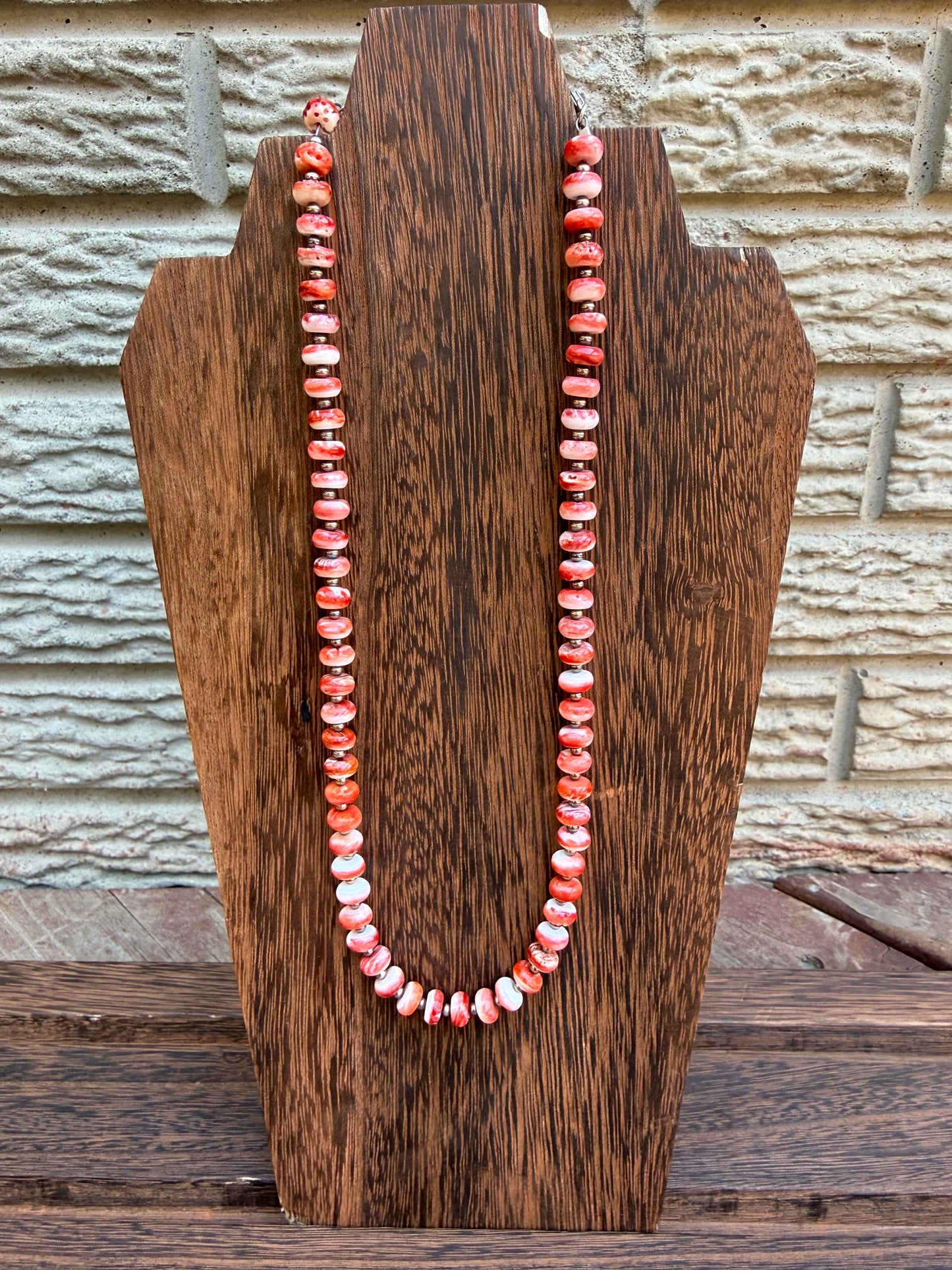 Red Spiny Oyster Sterling Silver Pearls Necklace