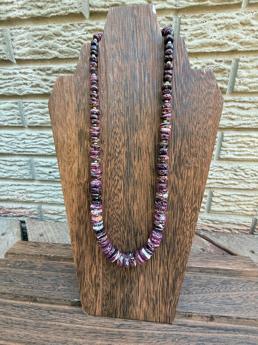 Purple Spiny Oyster Turquoise Sterling Silver Pearls Necklace