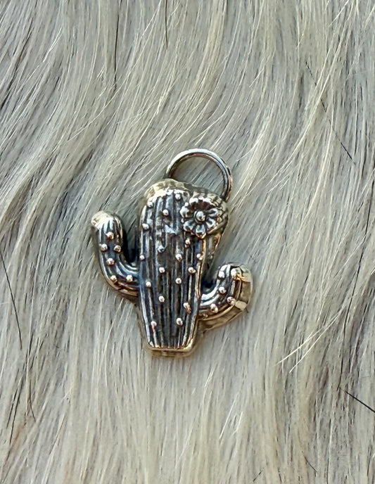 Silver Western Cactus Pendant