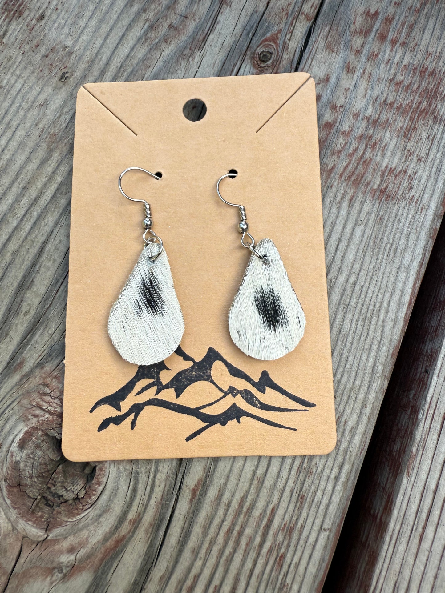 Hair-On Cowhide Teardrop Earrings