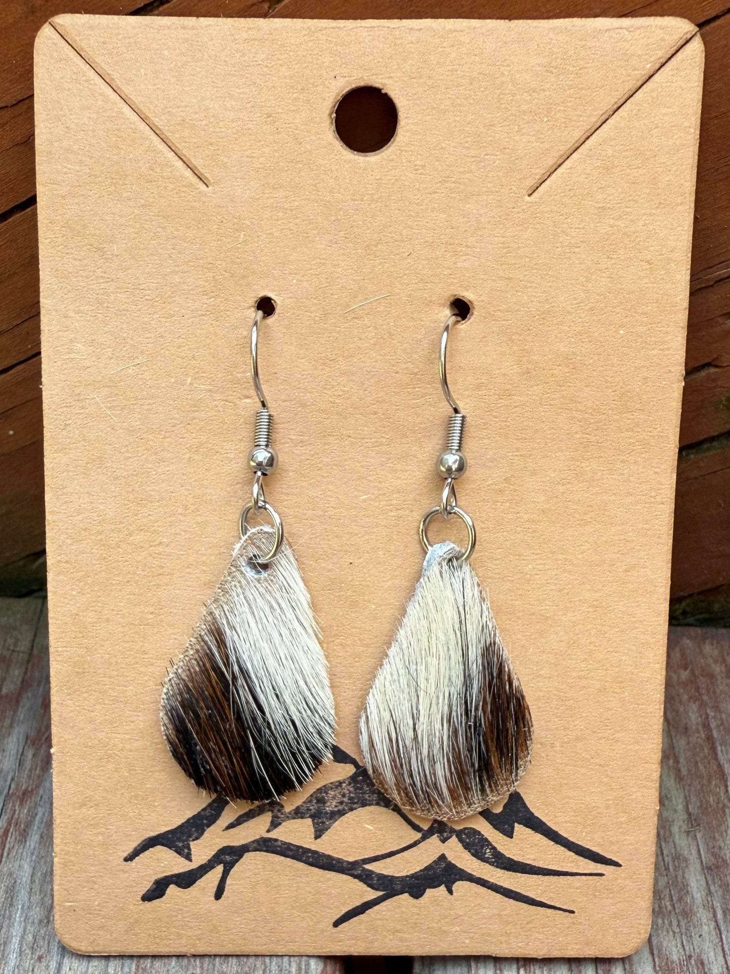 Hair-On Cowhide Teardrop Earrings