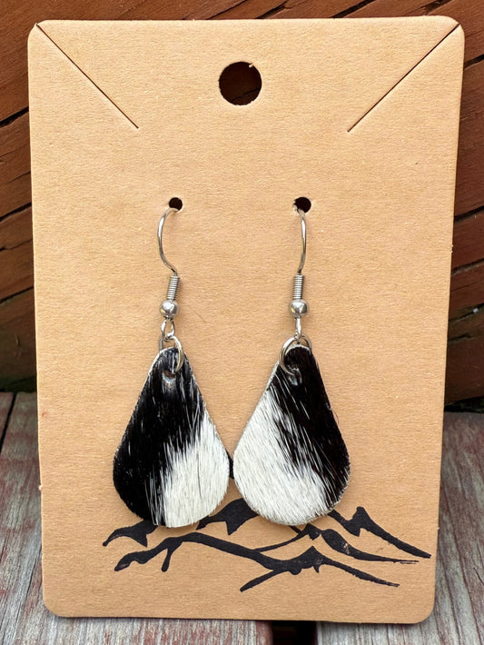 Hair-On Cowhide Teardrop Earrings