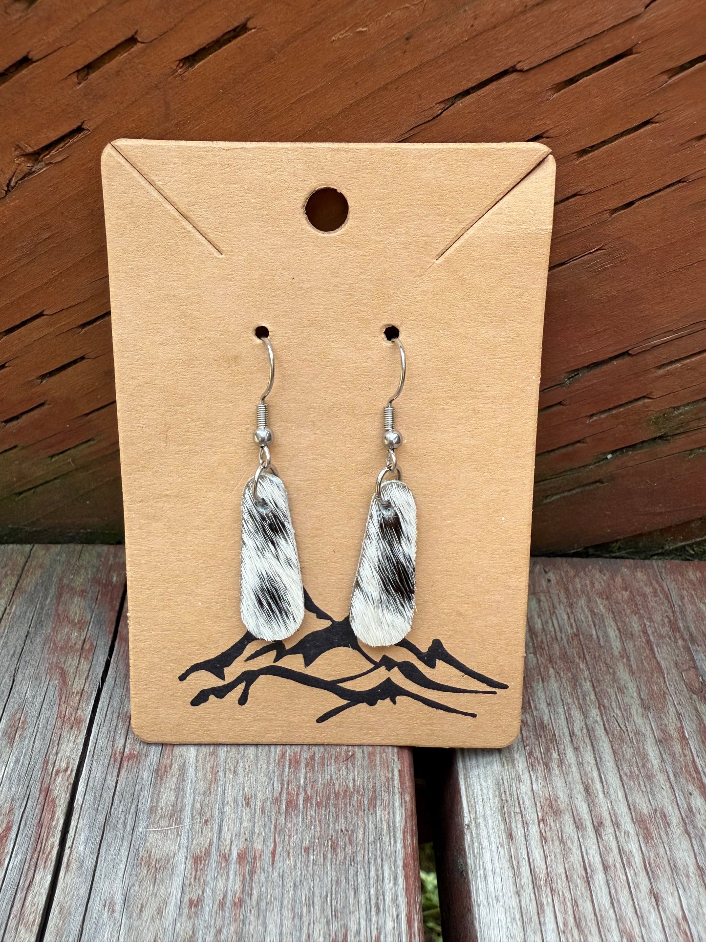 Hair-on cowhide thin tear drop earrings