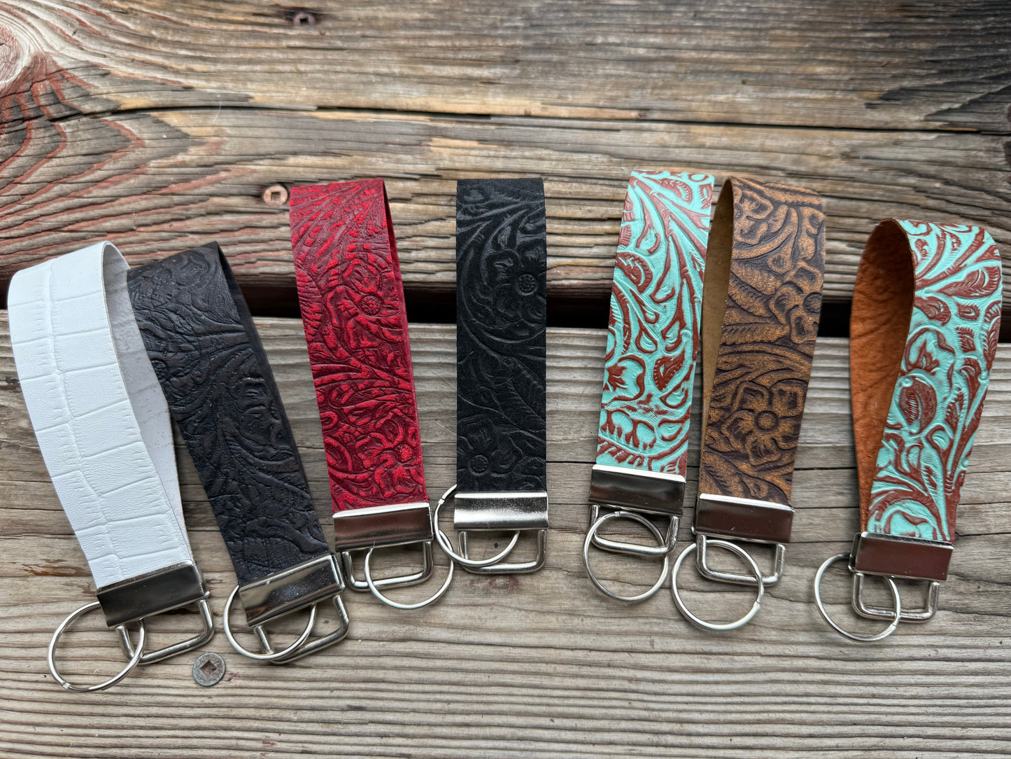 Embossed Leather Key Chains