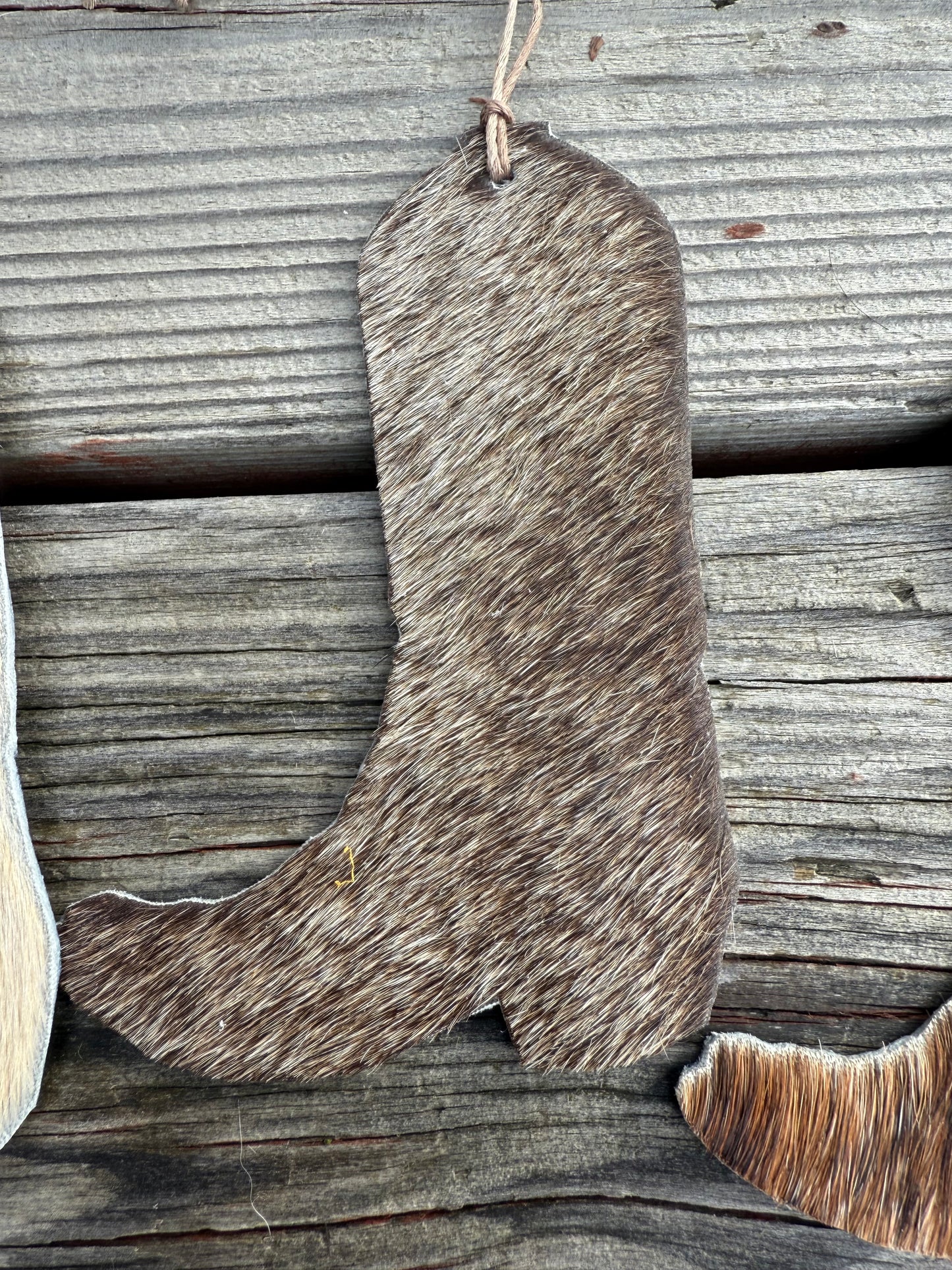 Hair-on cowhide cowboy boot ornament/decor