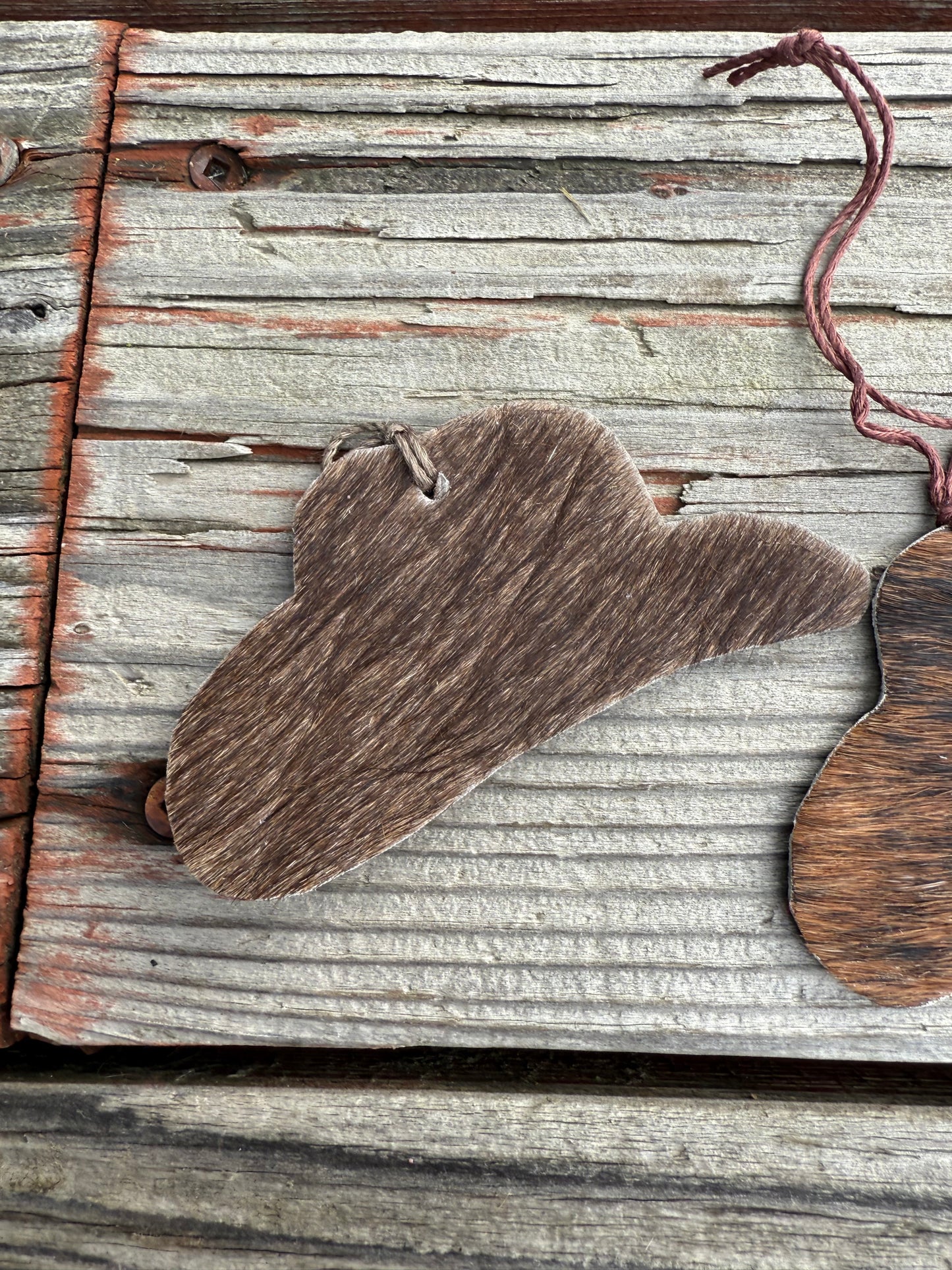 Hair-on cowhide cowboy hat ornament/decor