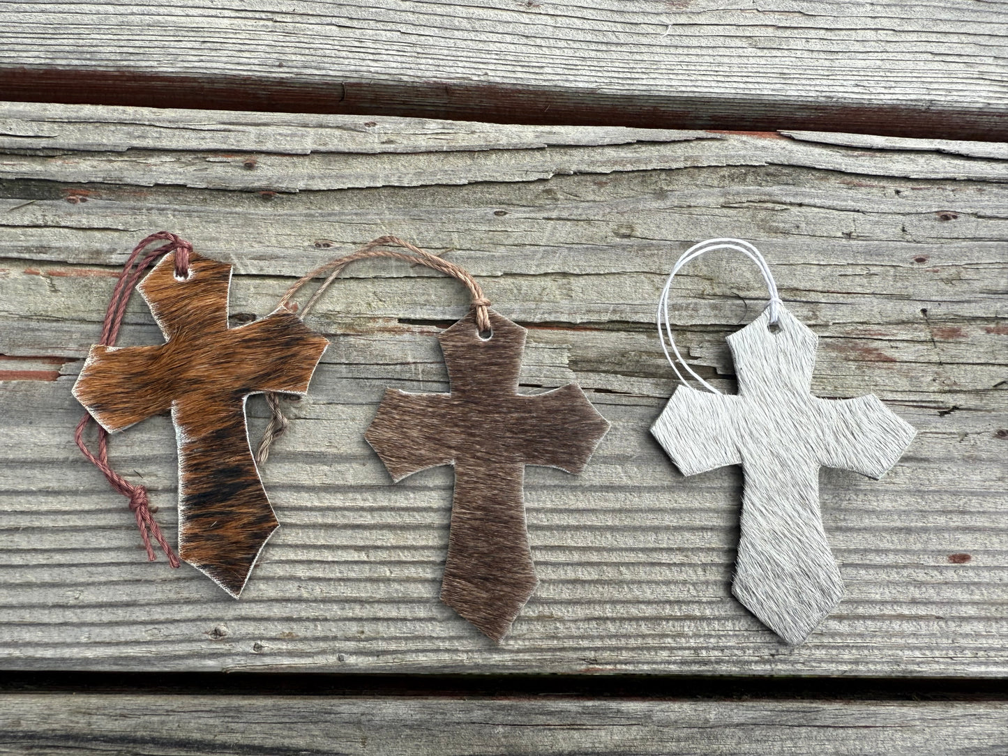 Hair-on cowhide cross ornament/decor