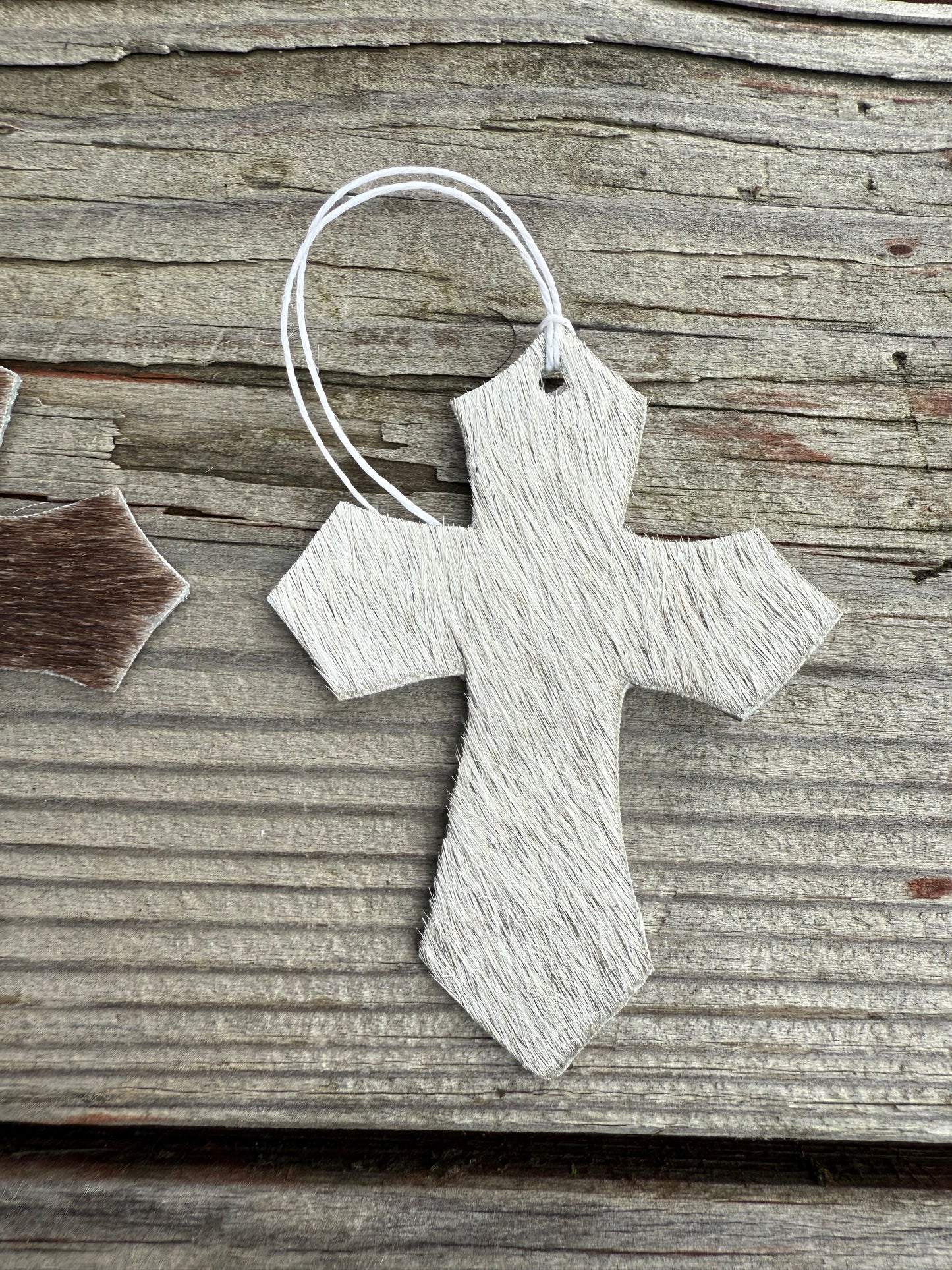 Hair-on cowhide cross ornament/decor