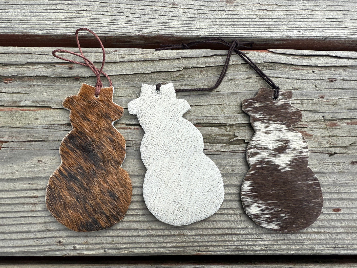 Hair-on cowhide snowman ornament/decor