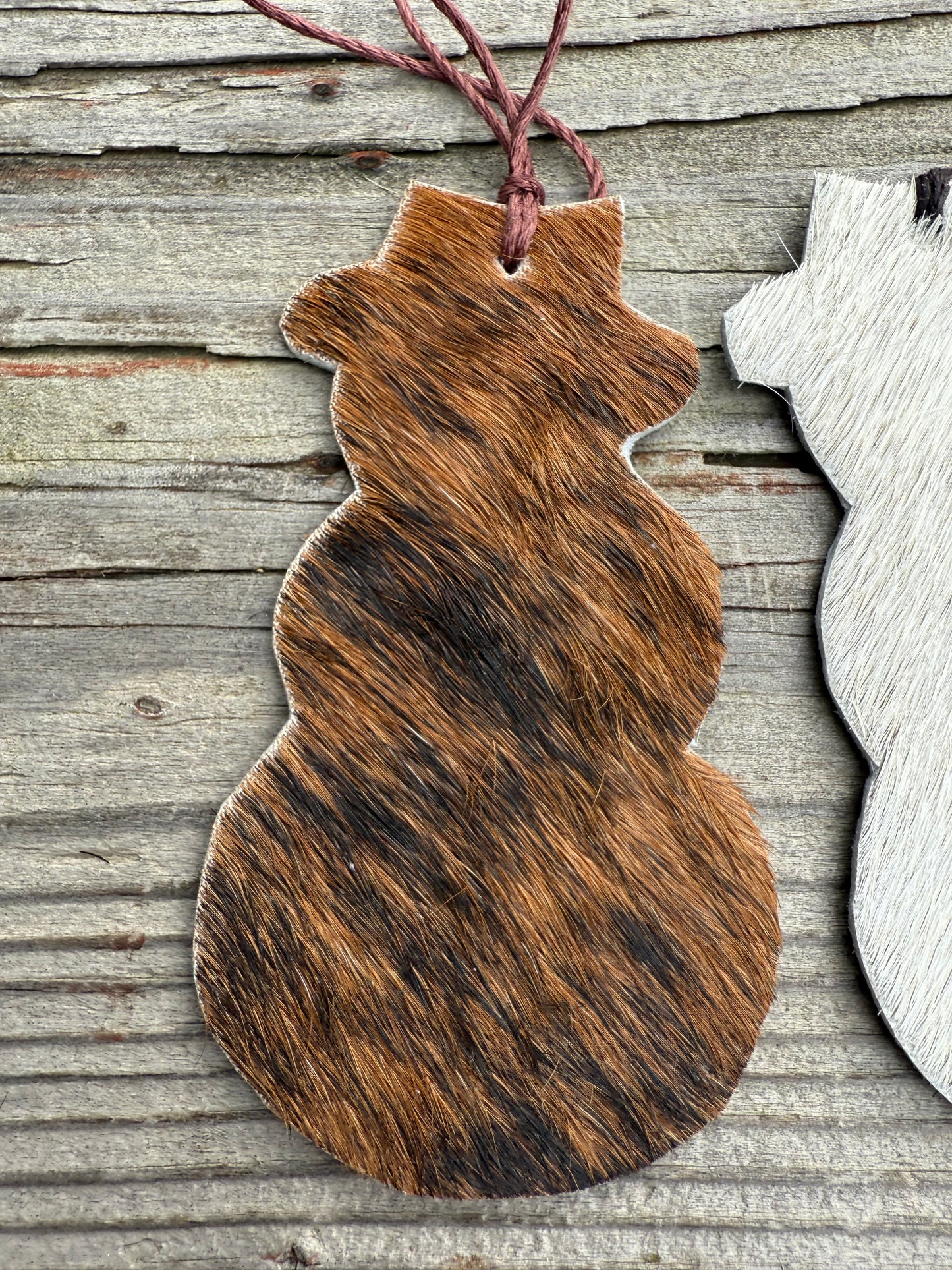 Hair-on cowhide snowman ornament/decor