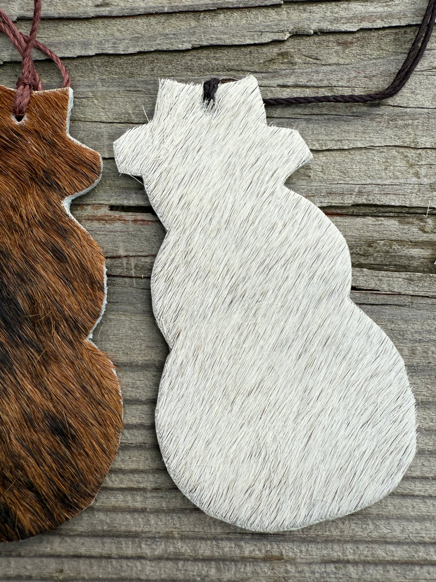 Hair-on cowhide snowman ornament/decor