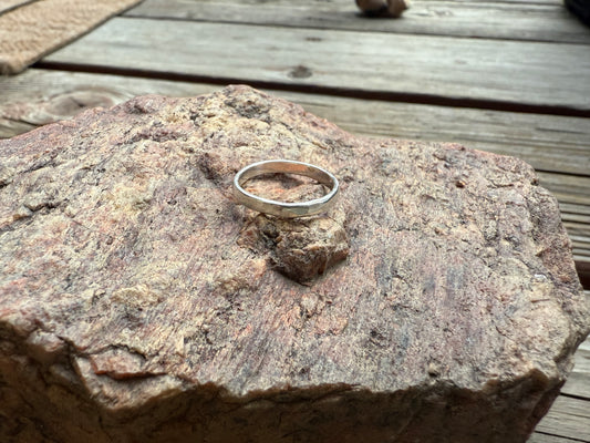 Sterling silver thick hammered stacking ring