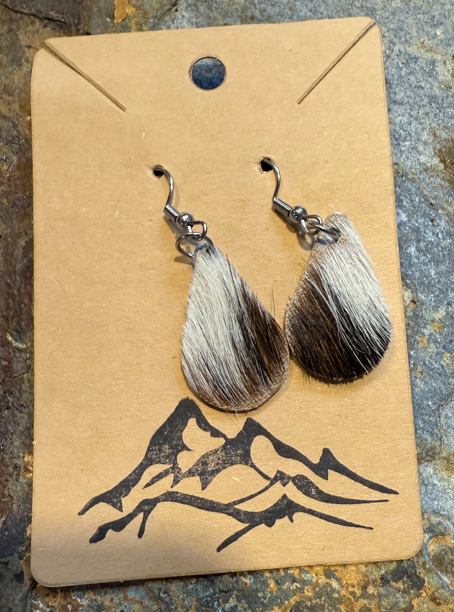 Hair-On Cowhide Teardrop Earrings