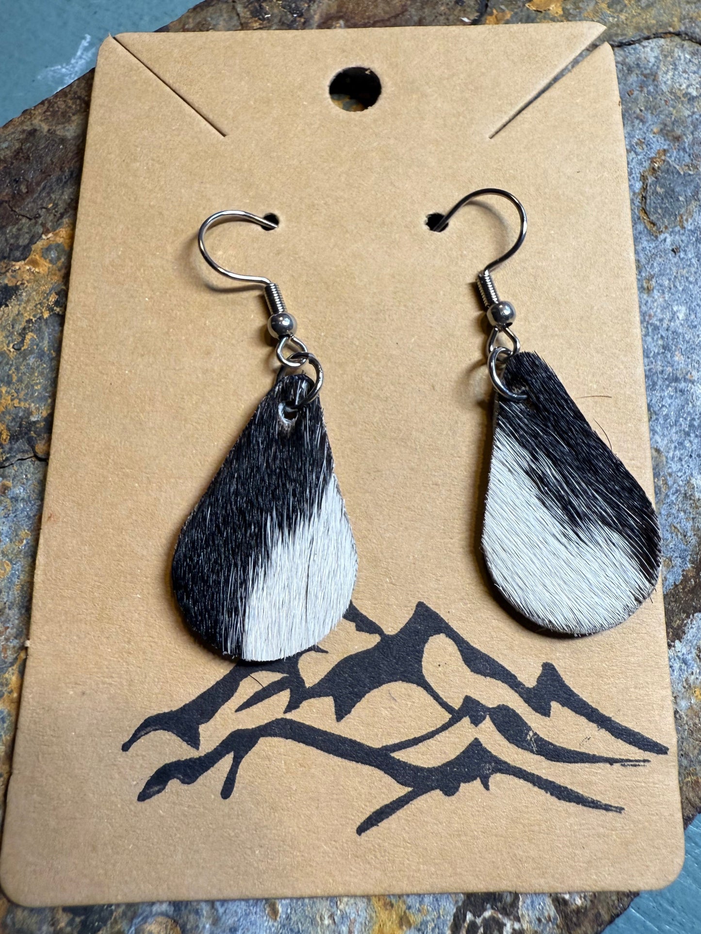 Hair-On Cowhide Teardrop Earrings