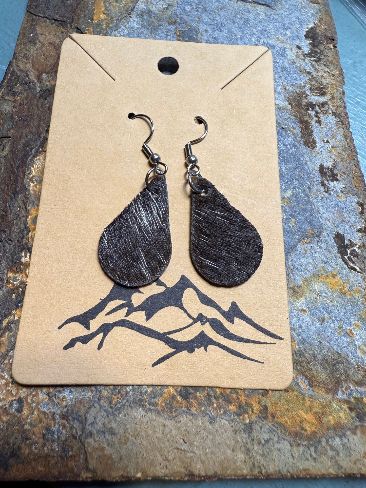 Hair-On Cowhide Teardrop Earrings