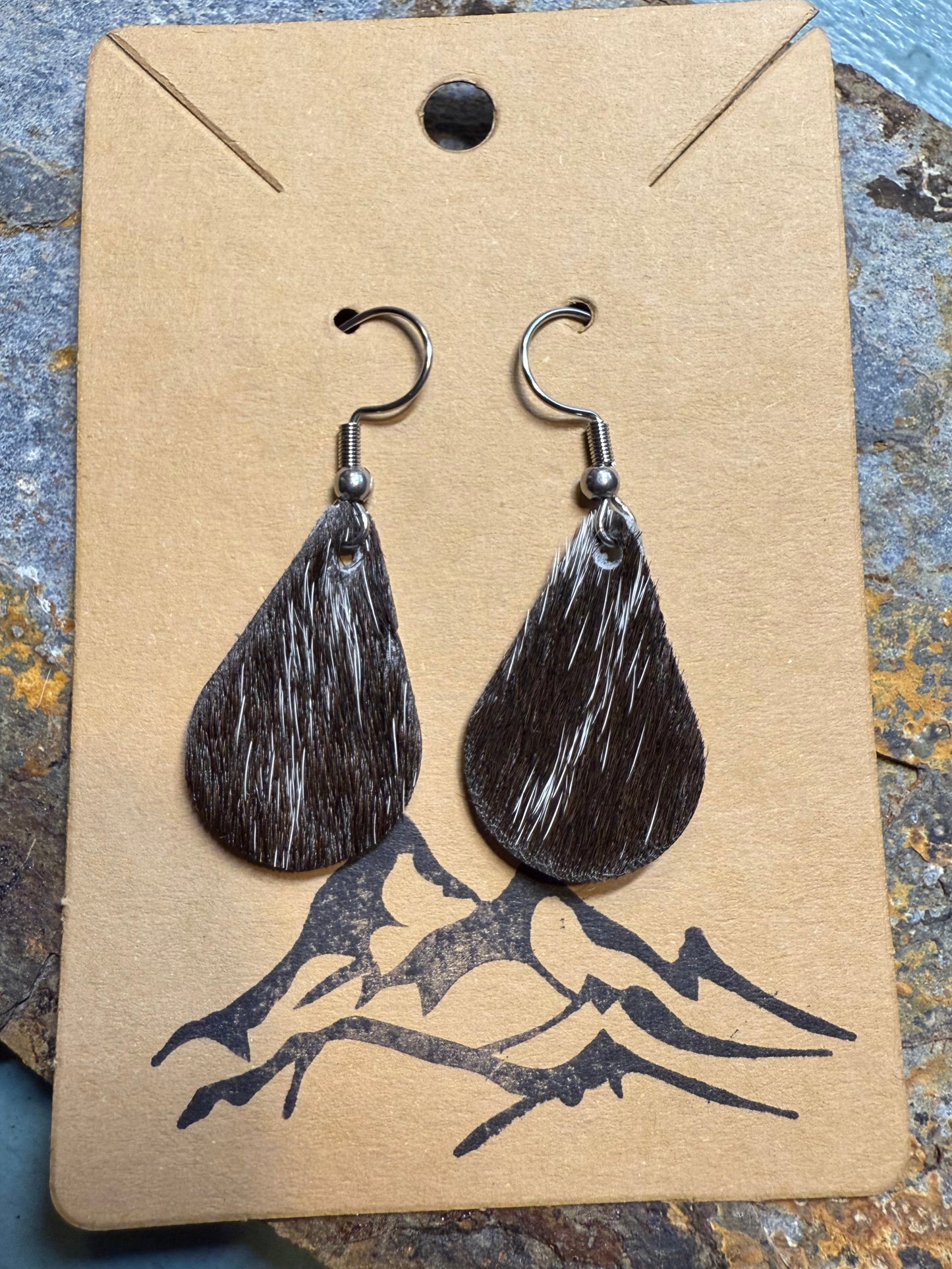 Hair-On Cowhide Teardrop Earrings