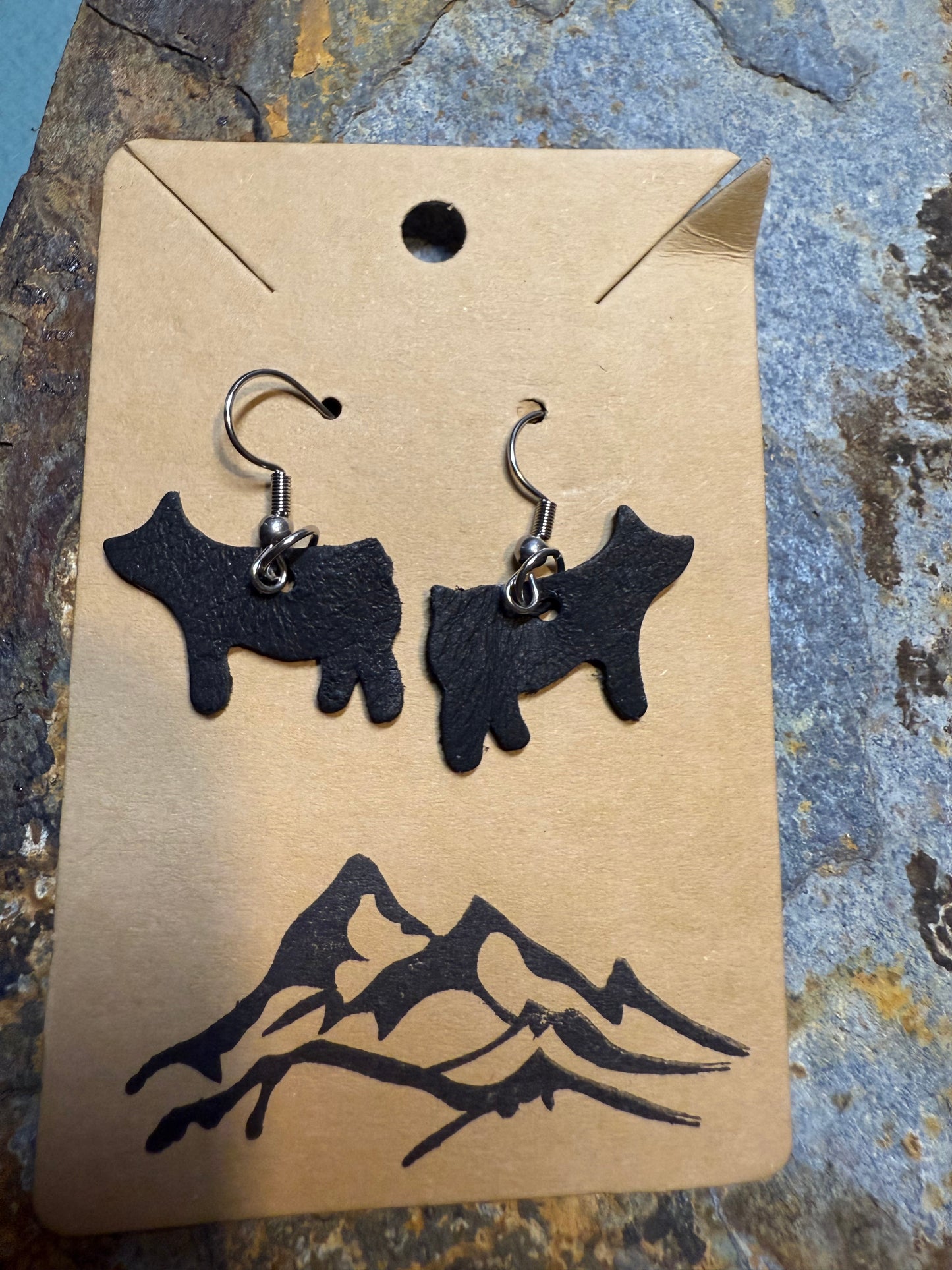 Pig Shaped Leather Earrings