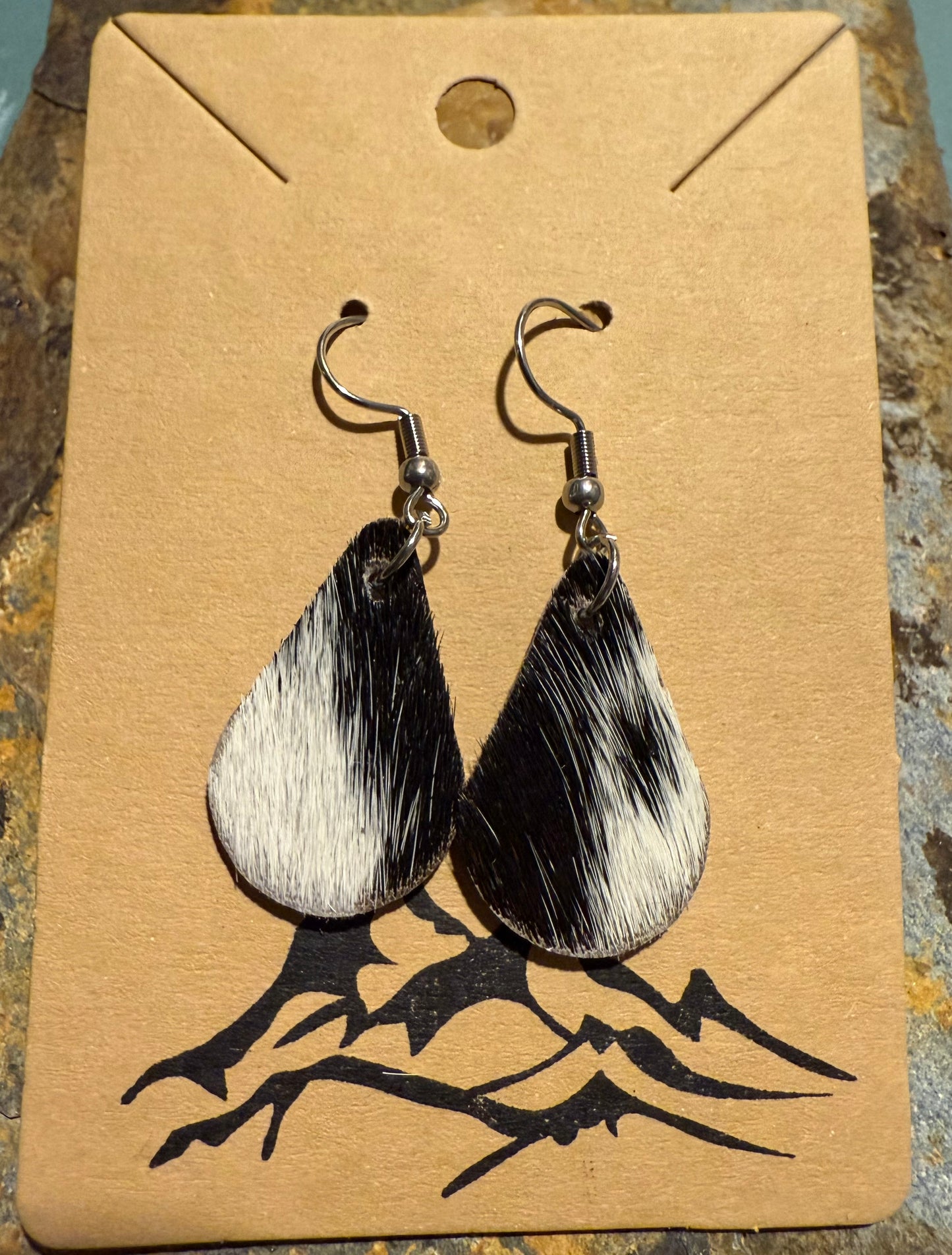 Hair-On Cowhide Teardrop Earrings