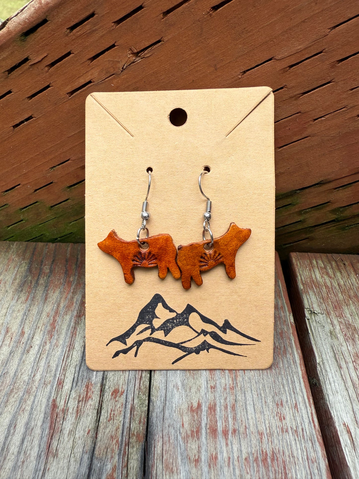 Pig Shaped Leather Earrings