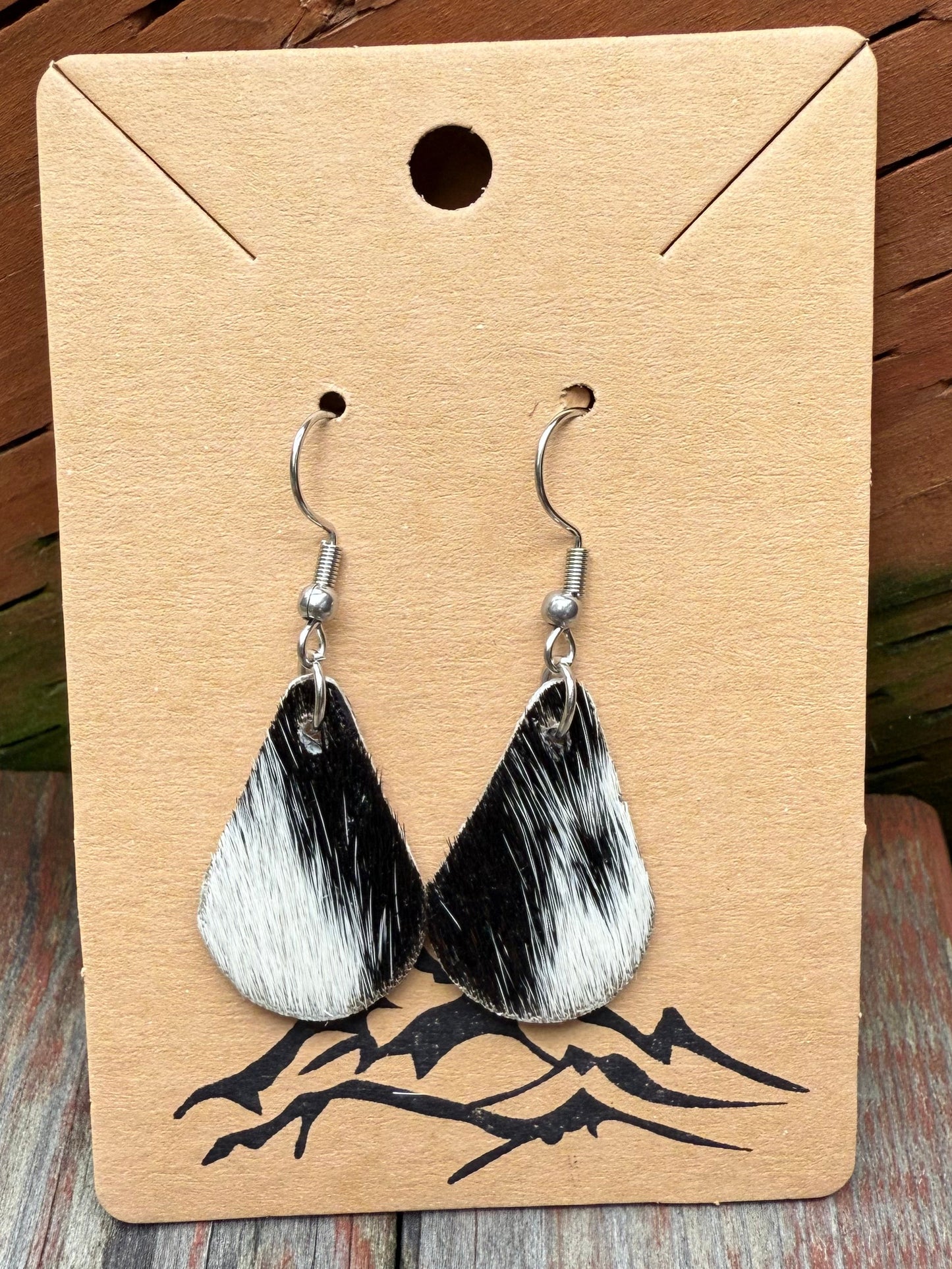 Hair-On Cowhide Teardrop Earrings