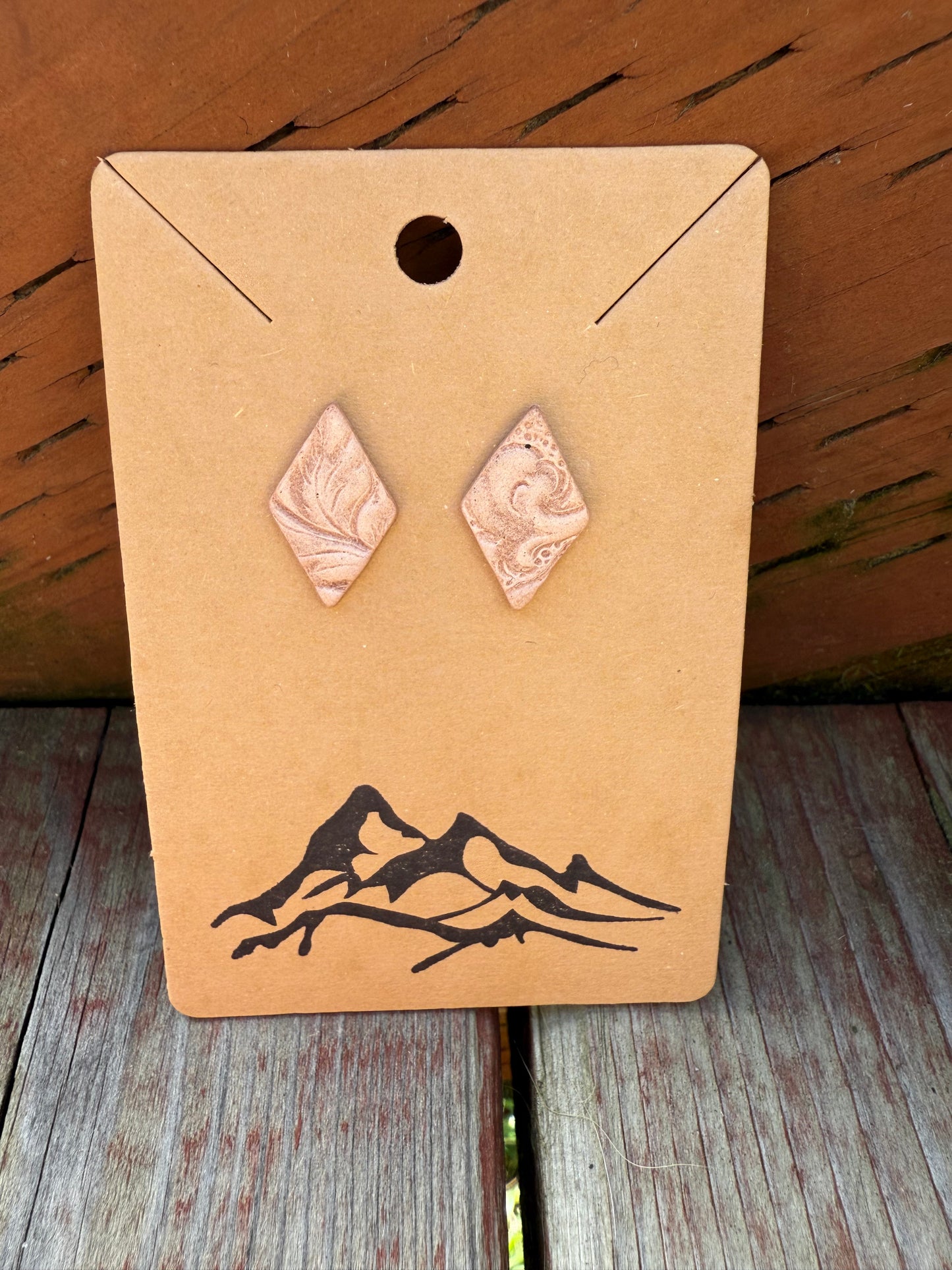 Diamond-Shaped Embossed Leather Earrings