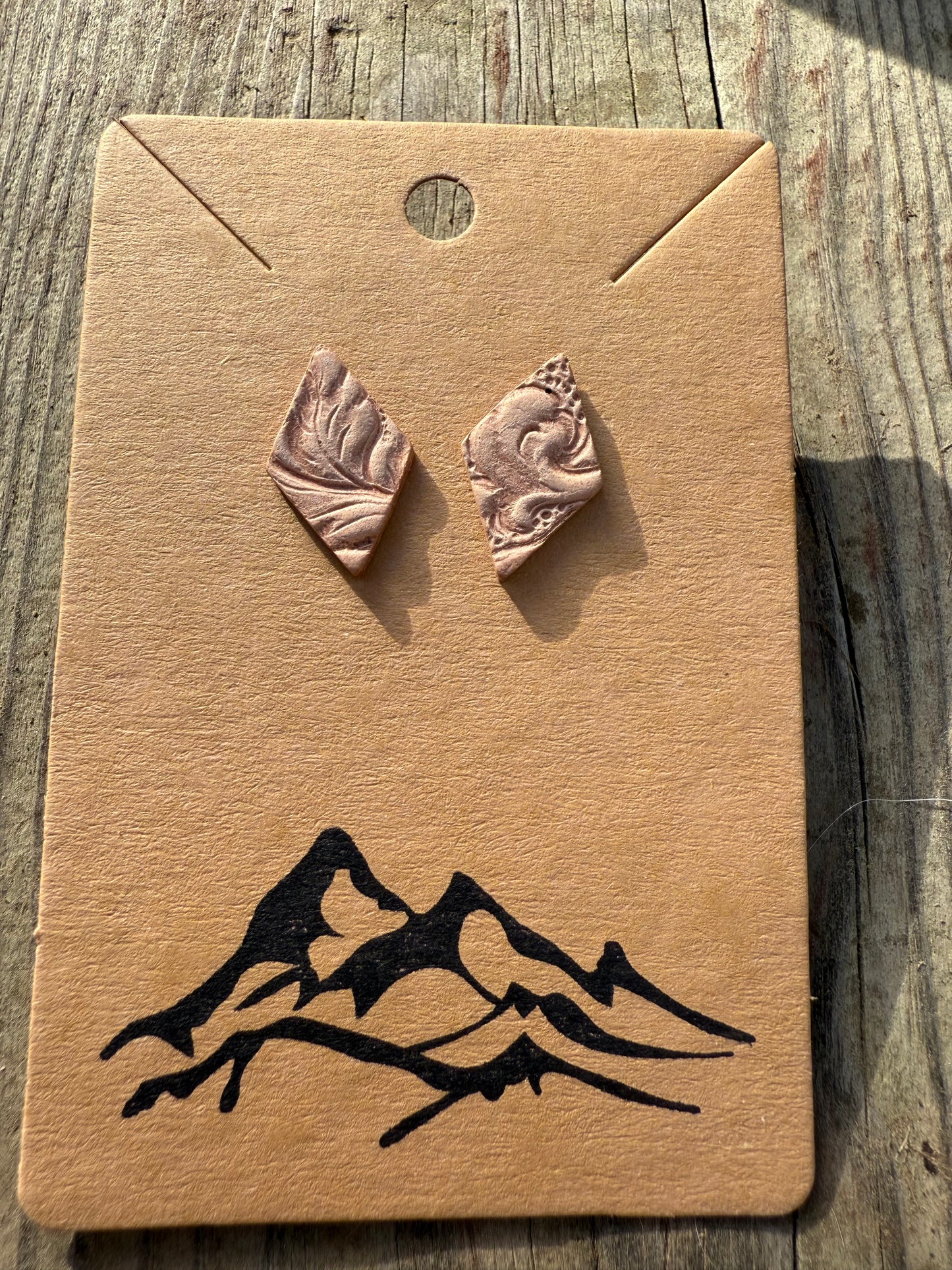 Diamond-Shaped Embossed Leather Earrings