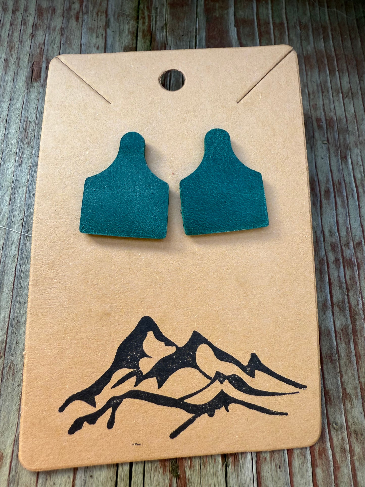 Mini Cow Tag Shaped Leather Earrings