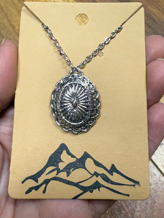 Silver Western Concho Pendant