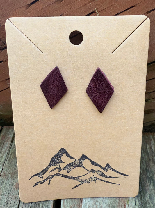 Diamond-Shaped Leather Earrings