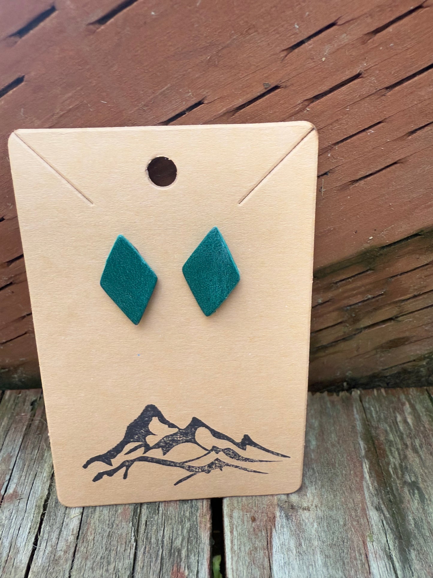 Diamond-Shaped Leather Earrings