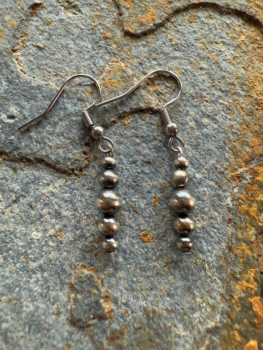 Sterling Silver Pearl Graduated Beaded Earrings