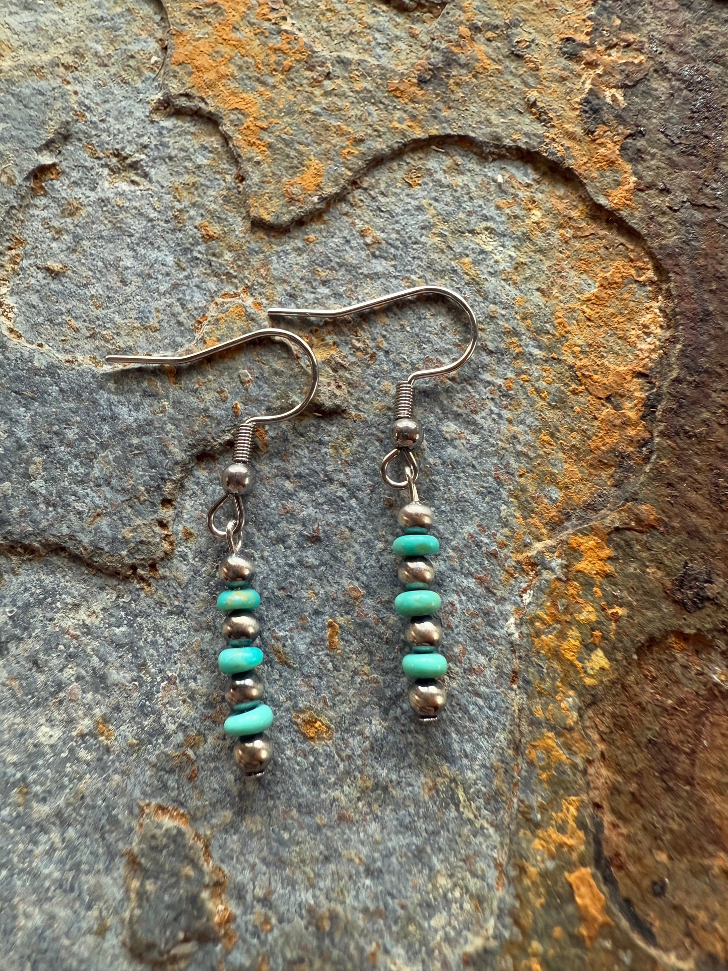 Sterling Silver Pearl & Kingman Turquoise Earrings