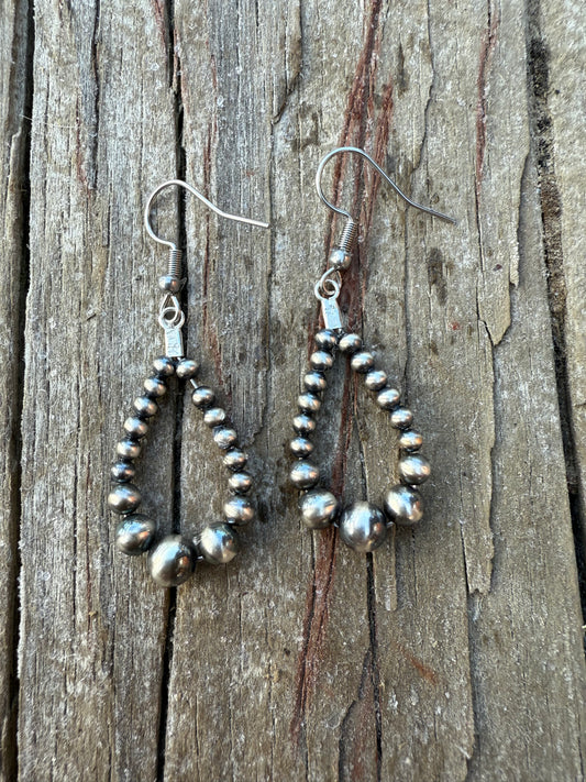 Sterling Silver Pearl Graduated Teardrop Earrings