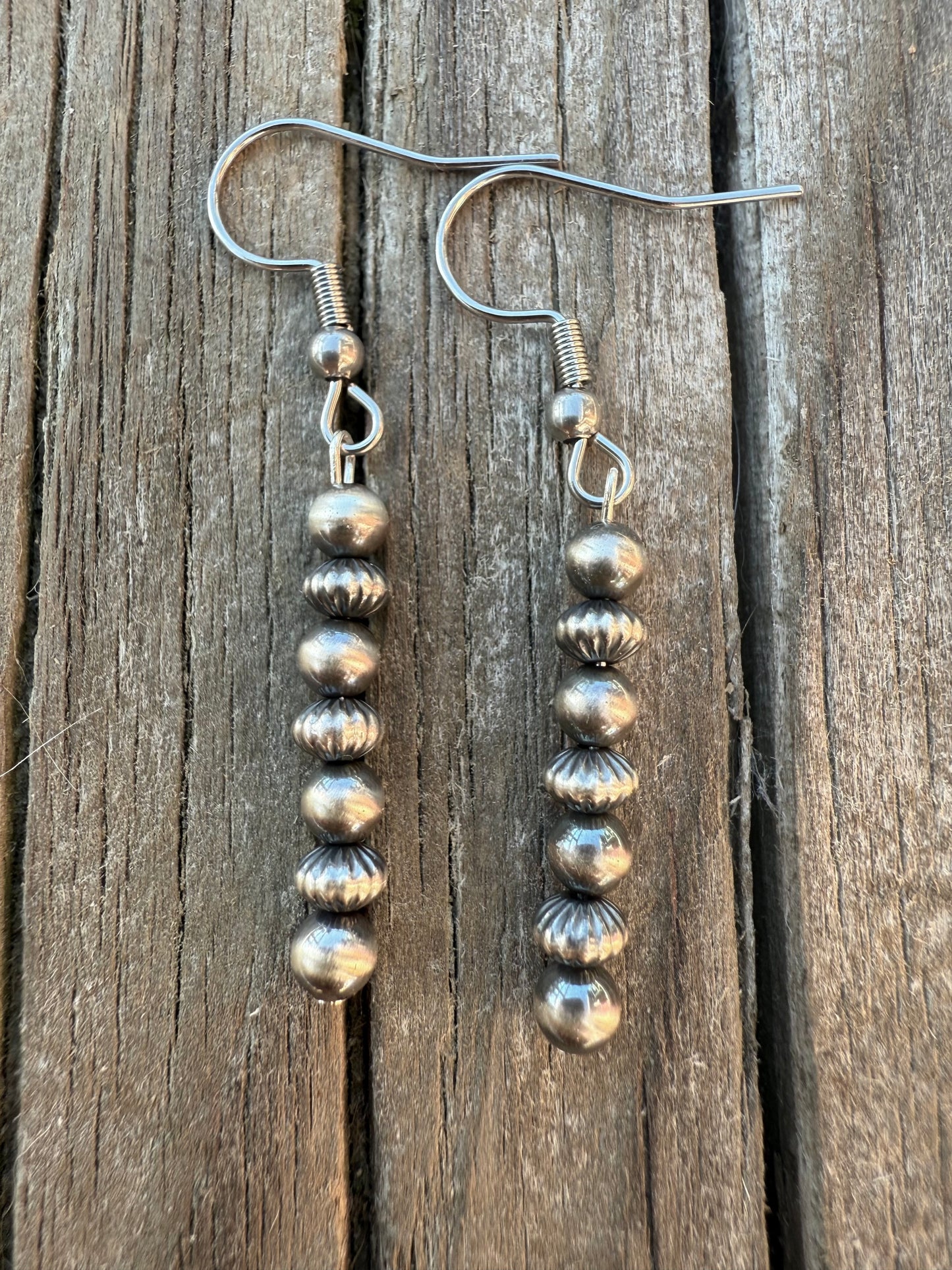 Sterling Silver 4mm Pearl Long Beaded Earrings