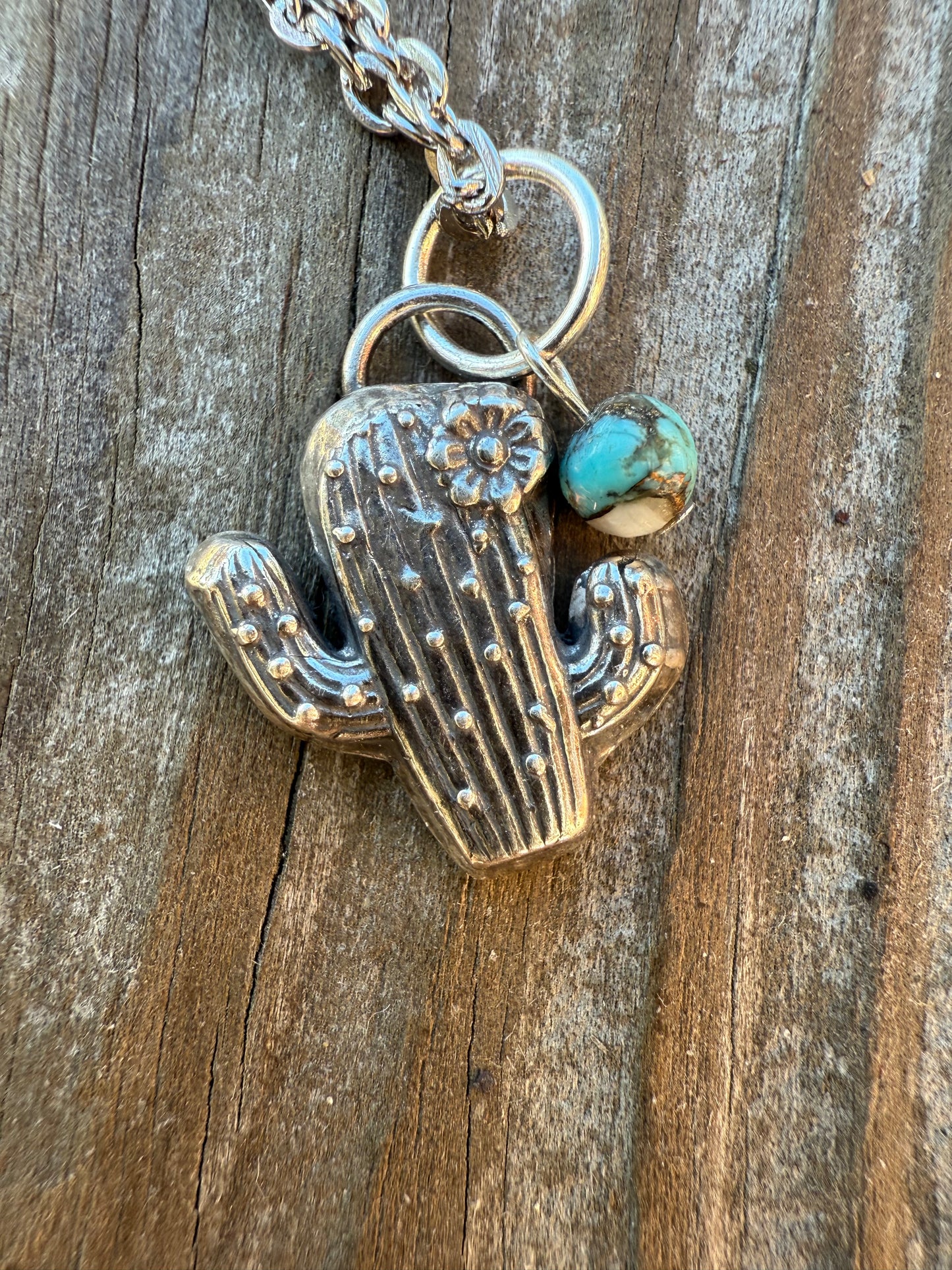 Silver Western Cactus Pendant