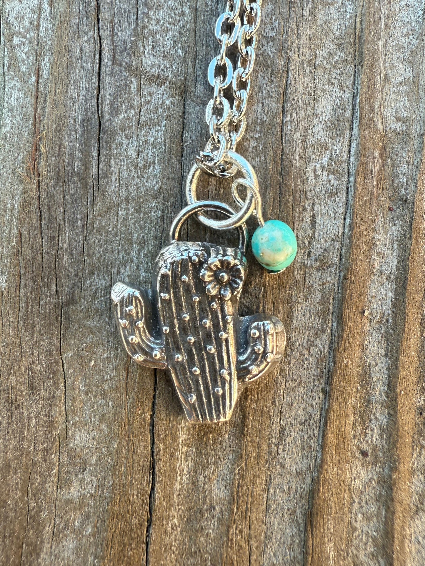 Silver Western Cactus Pendant