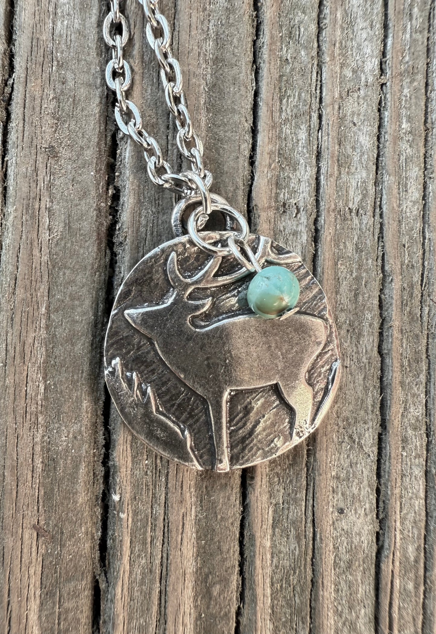 Silver Western Rustic Elk Pendant