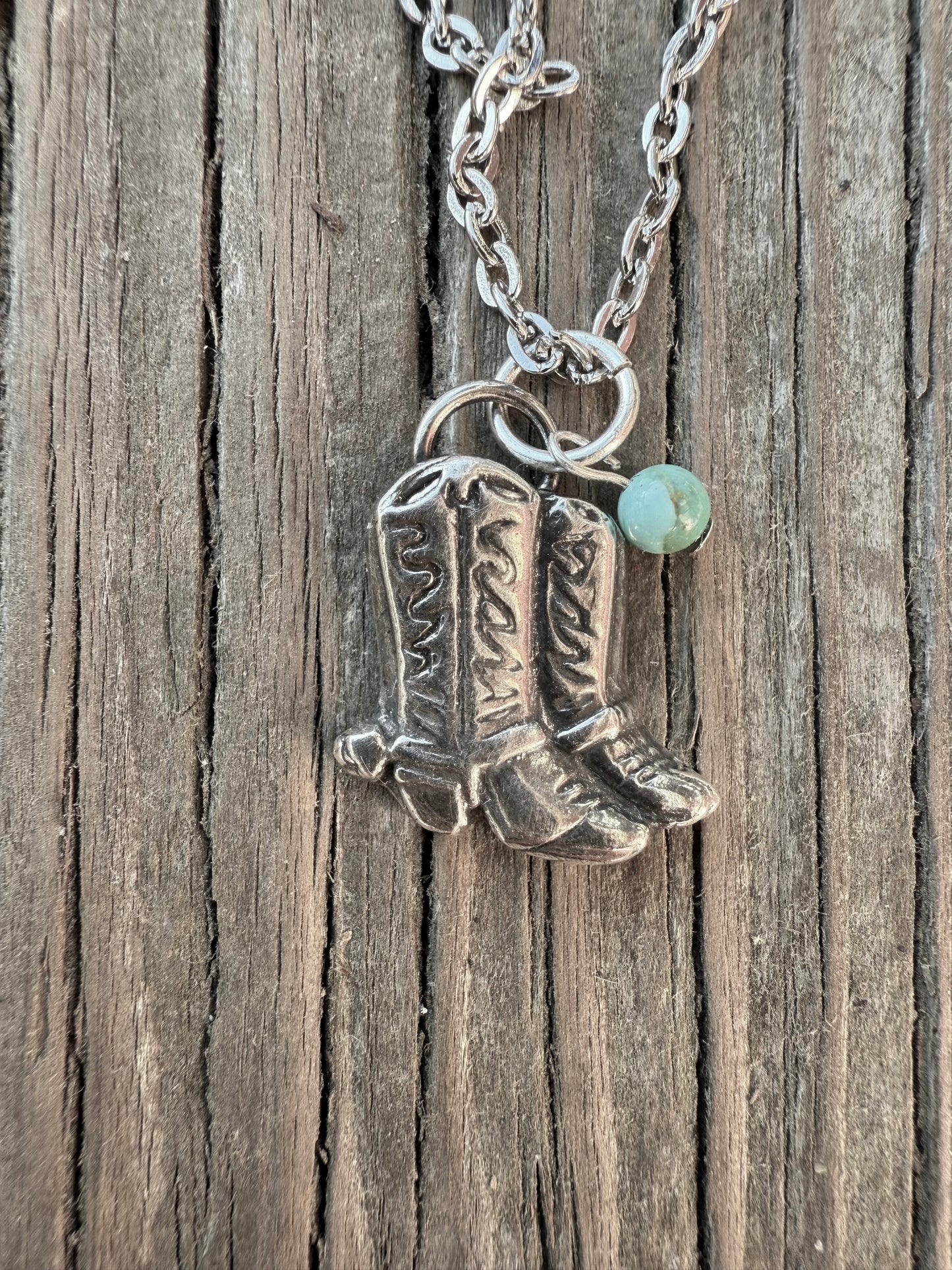 Silver Western Cowboy Boots Pendant