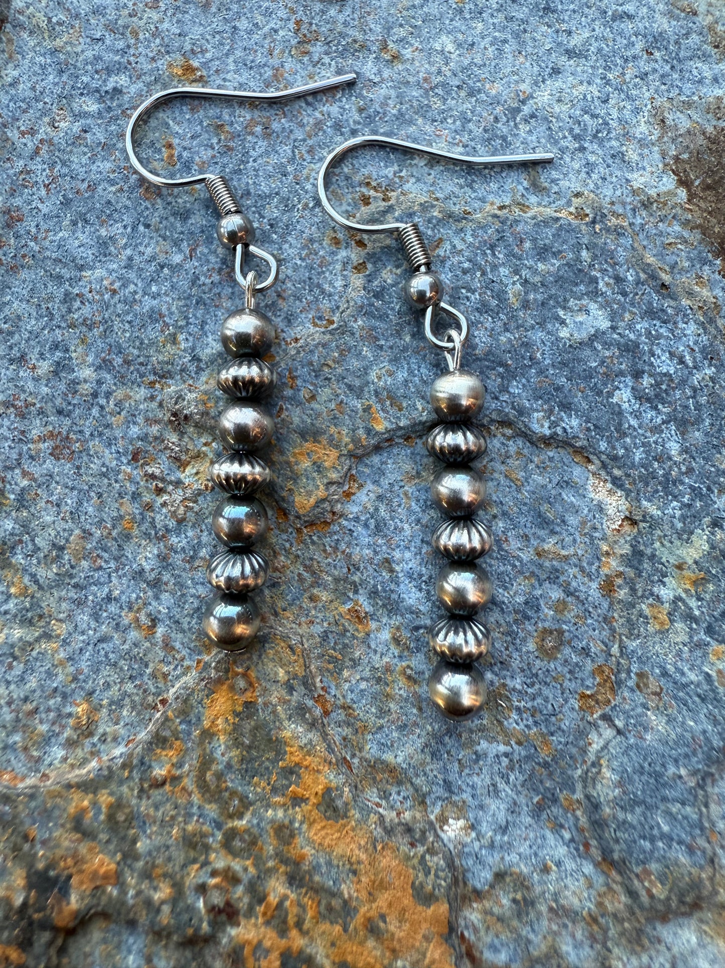 Sterling Silver 4mm Pearl Long Beaded Earrings